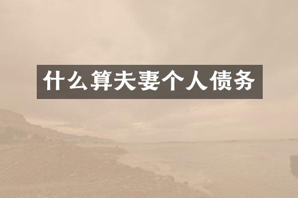 什么算夫妻个人债务