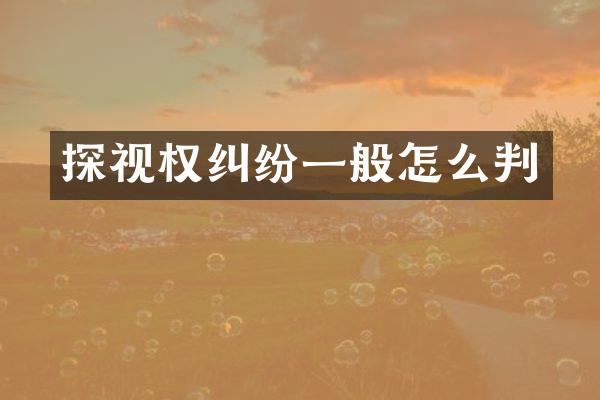 探视权纠纷一般怎么判