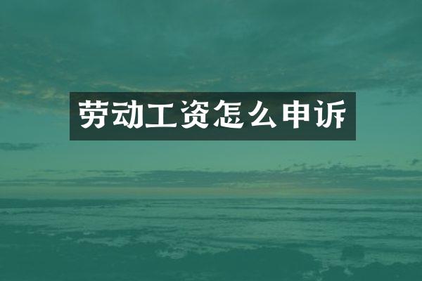 劳动工资怎么申诉