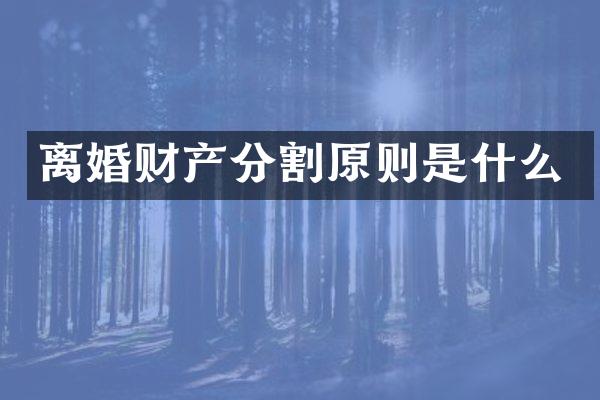 离婚财产分割原则是什么