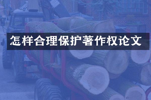 怎样合理保护著作权论文