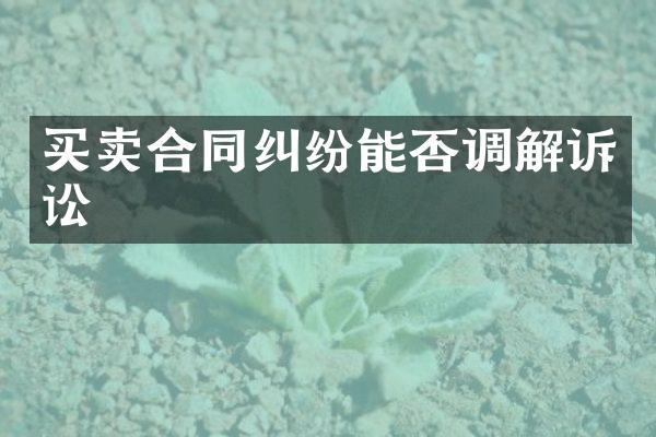 买卖合同纠纷能否调解诉讼