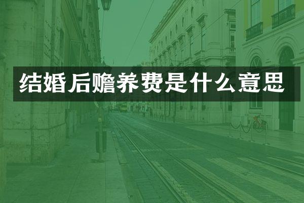 结婚后赡养费是什么意思