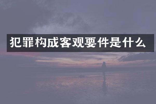 犯罪构成客观要件是什么