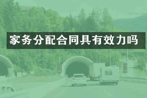 家务分配合同具有效力吗