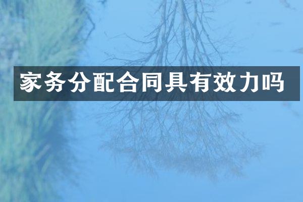 家务分配合同具有效力吗