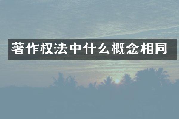 著作权法中什么概念相同