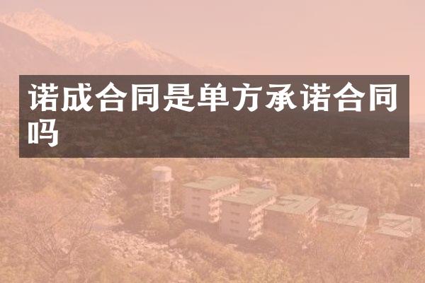 诺成合同是单方承诺合同吗