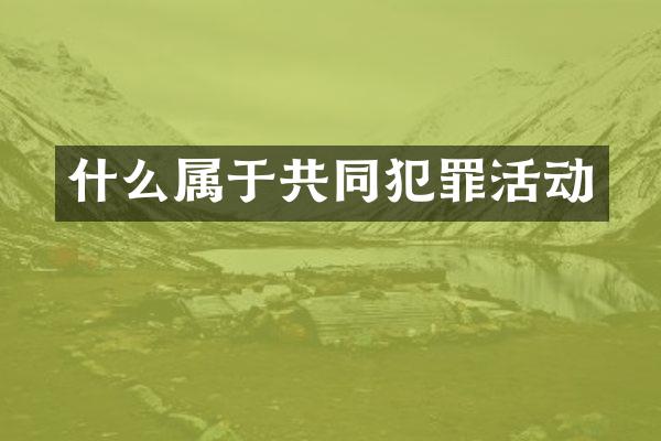 什么属于共同犯罪活动