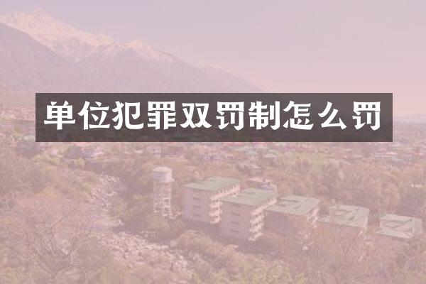 单位犯罪双罚制怎么罚