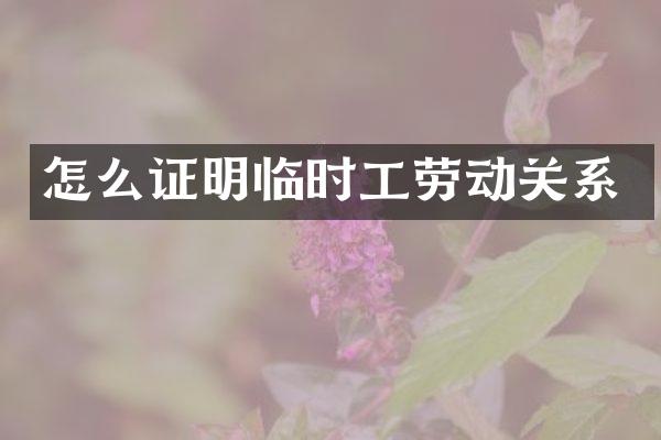 怎么证明临时工劳动关系