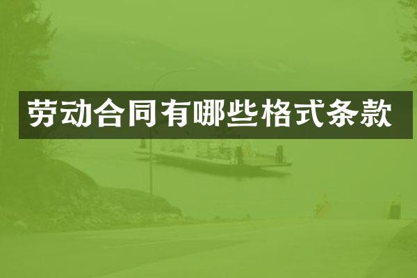 劳动合同有哪些格式条款