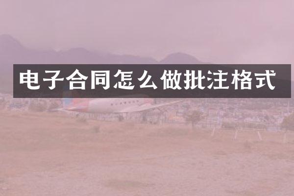 电子合同怎么做批注格式