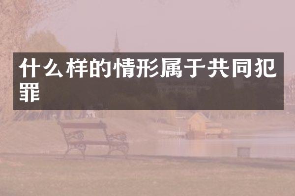 什么样的情形属于共同犯罪