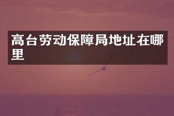 高台劳动保障局地址在哪里
