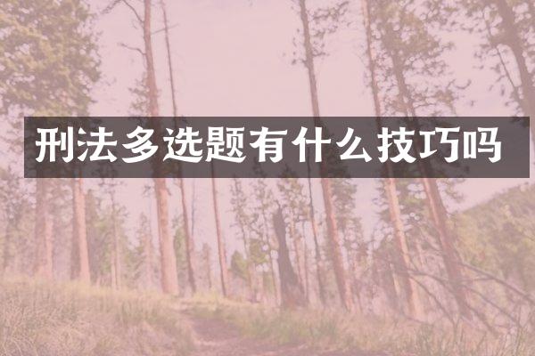 刑法多选题有什么技巧吗