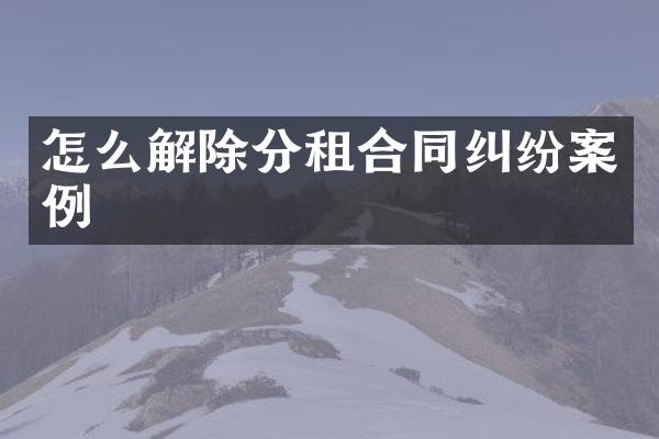 怎么解除分租合同纠纷案例