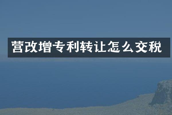 营改增专利转让怎么交税