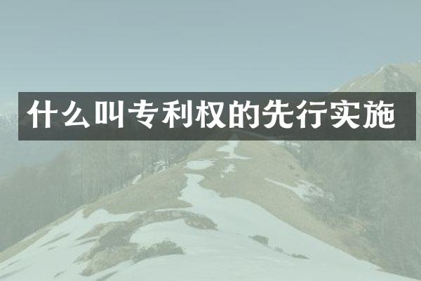 什么叫专利权的先行实施