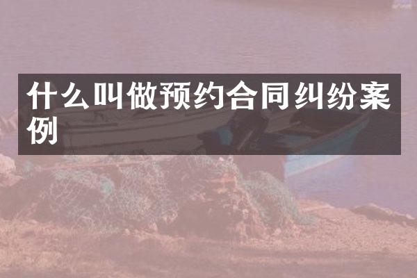 什么叫做预约合同纠纷案例