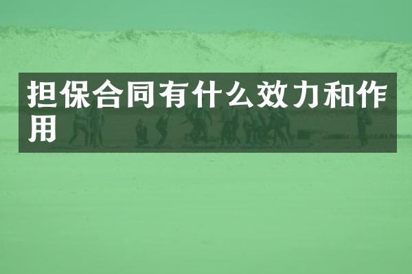 担保合同有什么效力和作用