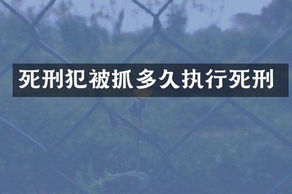 死刑犯被抓多久执行死刑