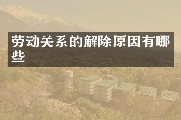 劳动关系的解除原因有哪些