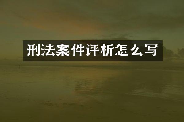 刑法案件评析怎么写