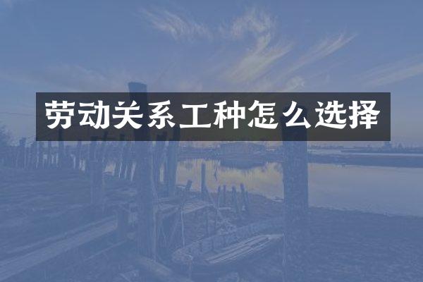 劳动关系工种怎么选择