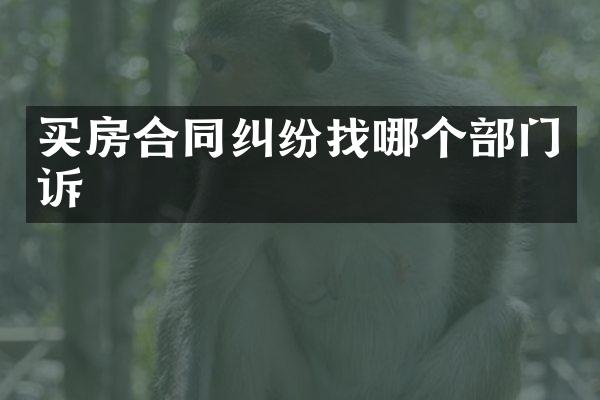 买房合同纠纷找哪个部门诉