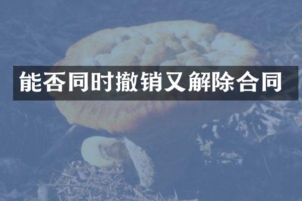 能否同时撤销又解除合同