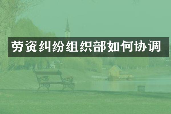 劳资纠纷组织部如何协调