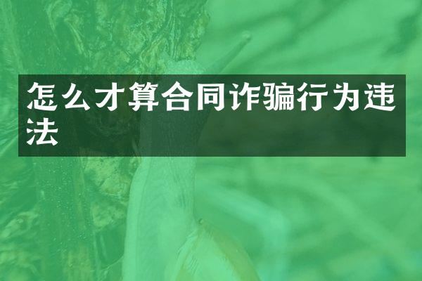怎么才算合同诈骗行为违法