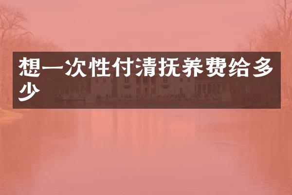 想一次性付清抚养费给多少