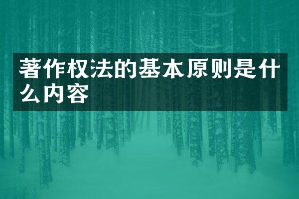 著作权法的基本原则是什么内容
