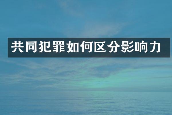共同犯罪如何区分影响力
