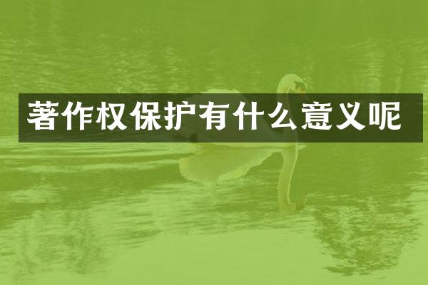 著作权保护有什么意义呢