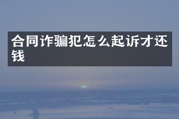 合同诈骗犯怎么起诉才还钱