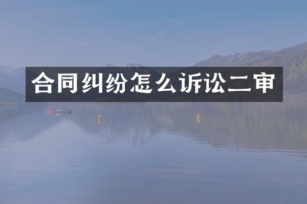合同纠纷怎么诉讼二审