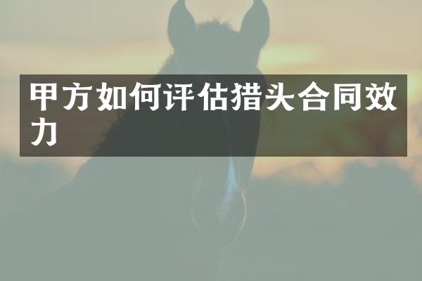 甲方如何评估猎头合同效力