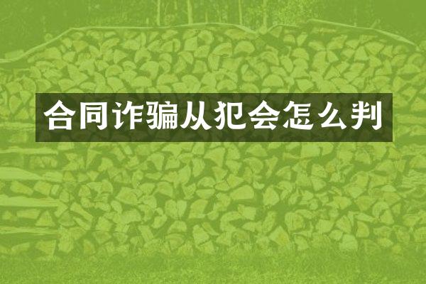 合同诈骗从犯会怎么判