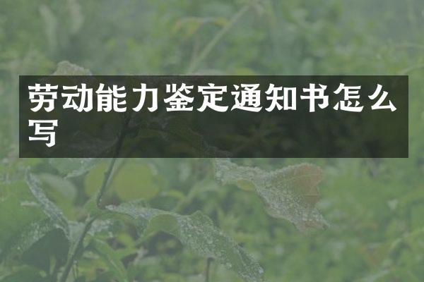 劳动能力鉴定通知书怎么写