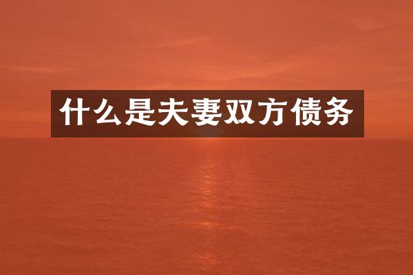 什么是夫妻双方债务