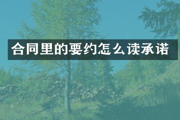 合同里的要约怎么读承诺