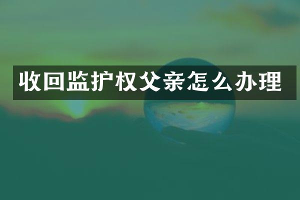 收回监护权父亲怎么办理