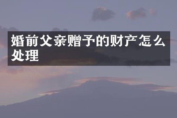 婚前父亲赠予的财产怎么处理