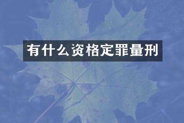 有什么资格定罪量刑