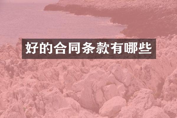 好的合同条款有哪些