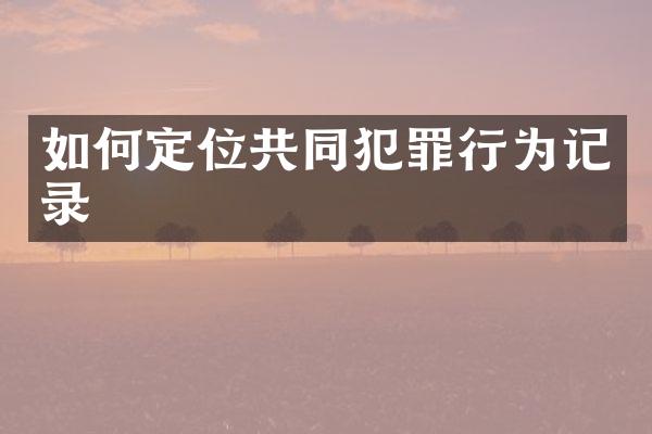 如何定位共同犯罪行为记录