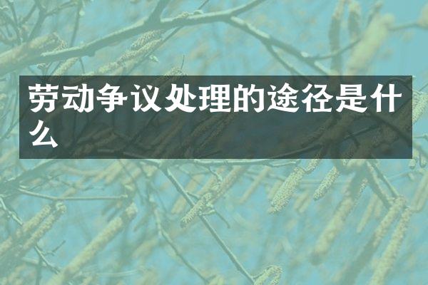 劳动争议处理的途径是什么
